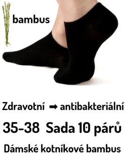 Dámské kotníkové ponožky černé bambusové