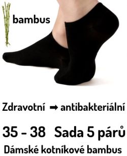 Dámské kotníkové ponožky černé bambusové