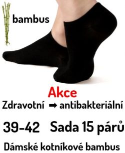 Dámské kotníkové ponožky černé bambusové